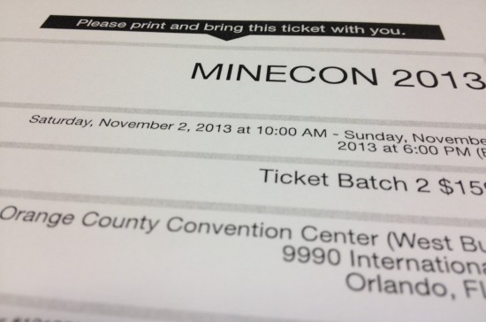 Minecon 2013 Tickets Minecon 2013 Tickets